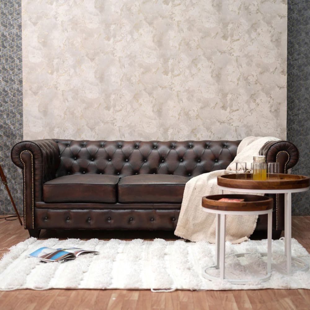 Classic Chesterfield 3 Seater Sofa – Premium Leather Sofa for Indian Homes by Furnhands