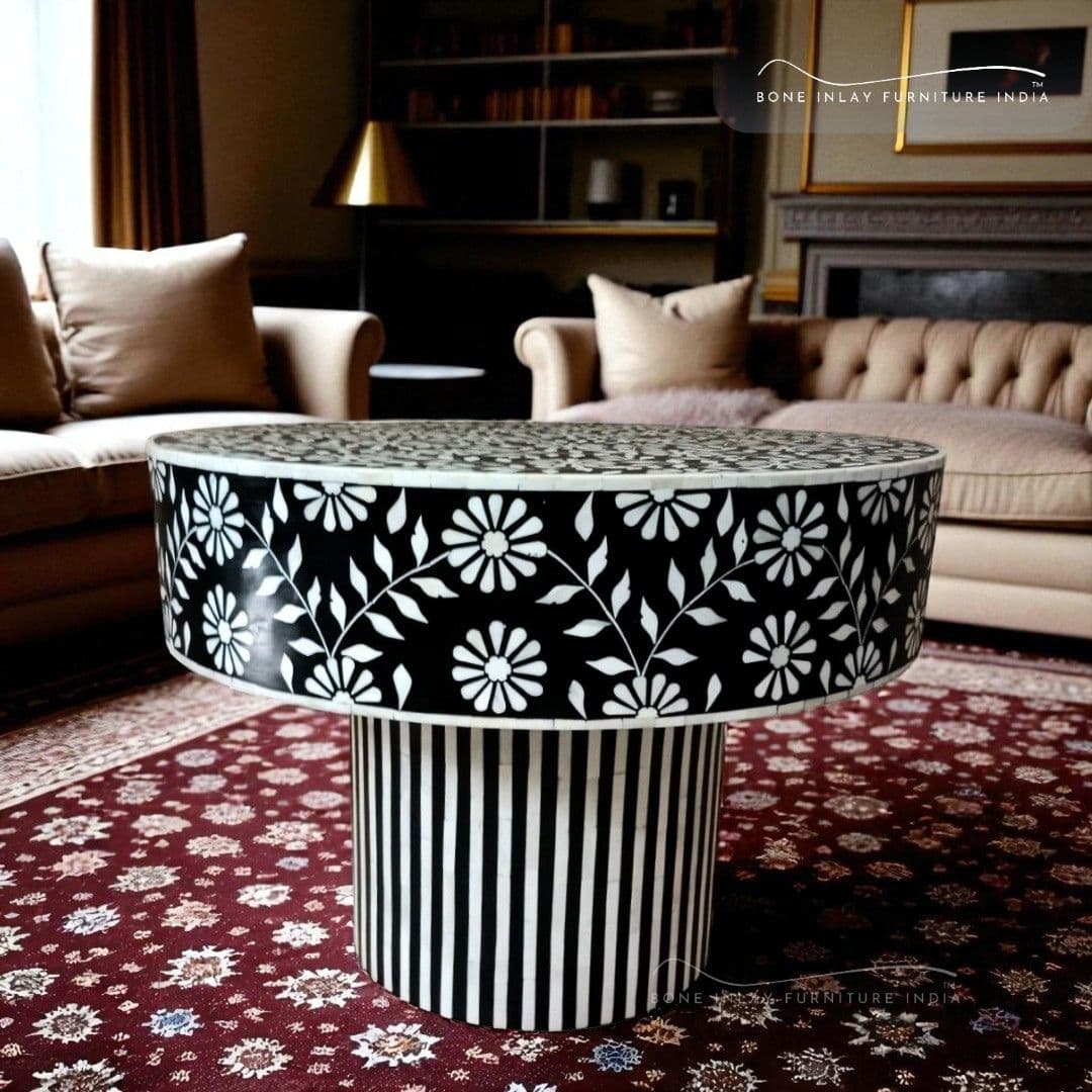 Bone Inlay Floral Center Table 1 by Bone Inlay Furniture India