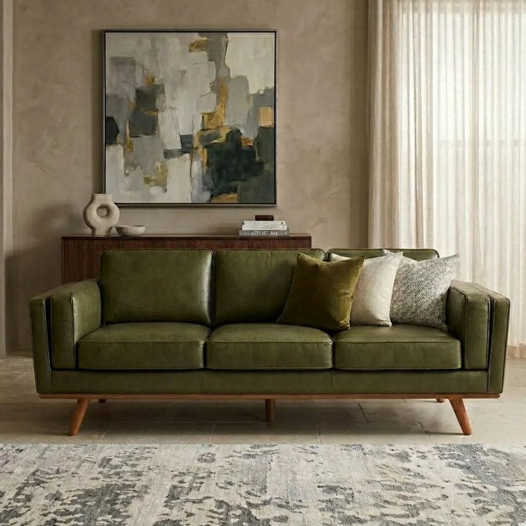 Alexandria Modern Leather Sofa by Homes of Rajasthan
