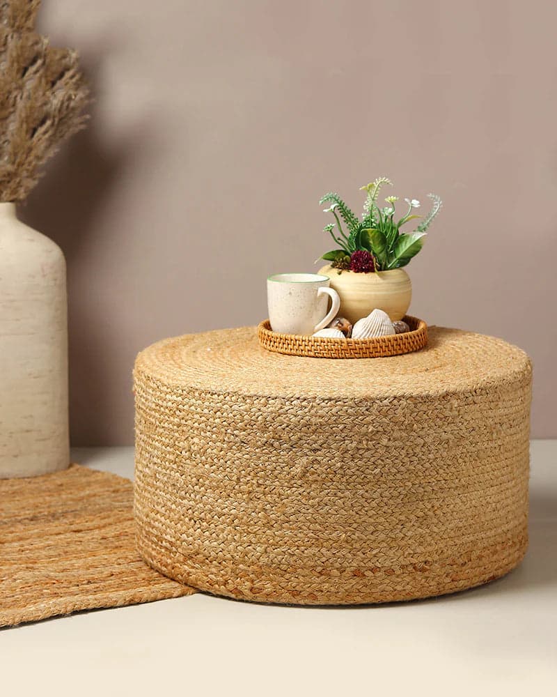 Minimalist Jute Pouffes for Stylish Home Interiors by Haber India