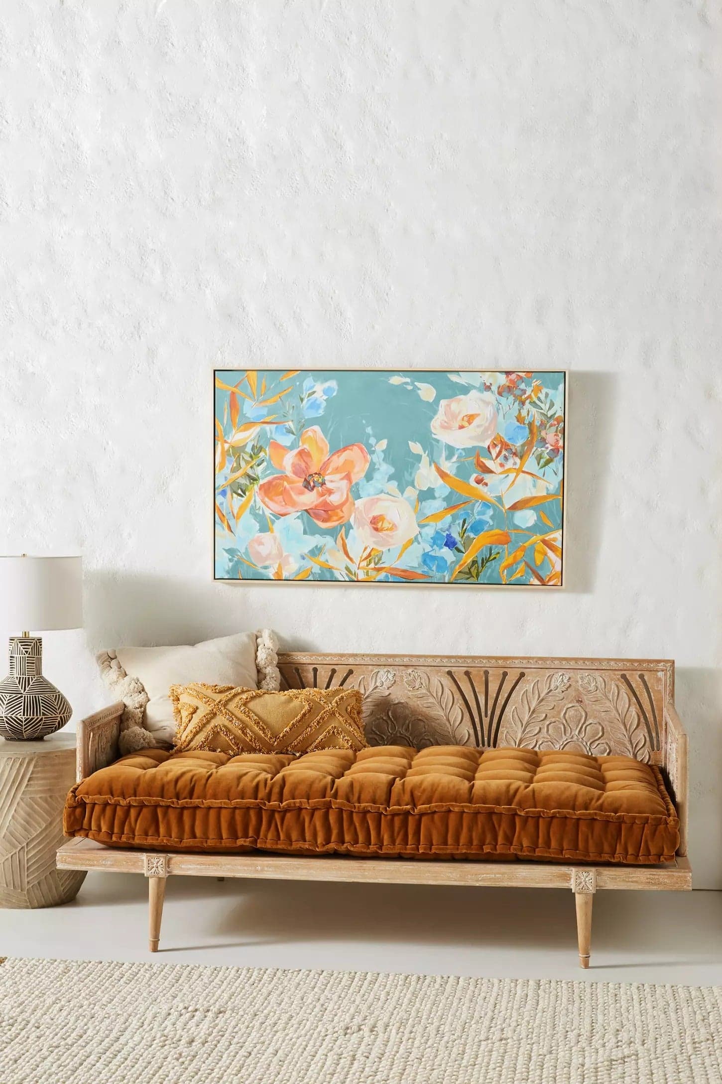 Contemporary Wooden Handcrafted Diwan Sofa by CraftCurve