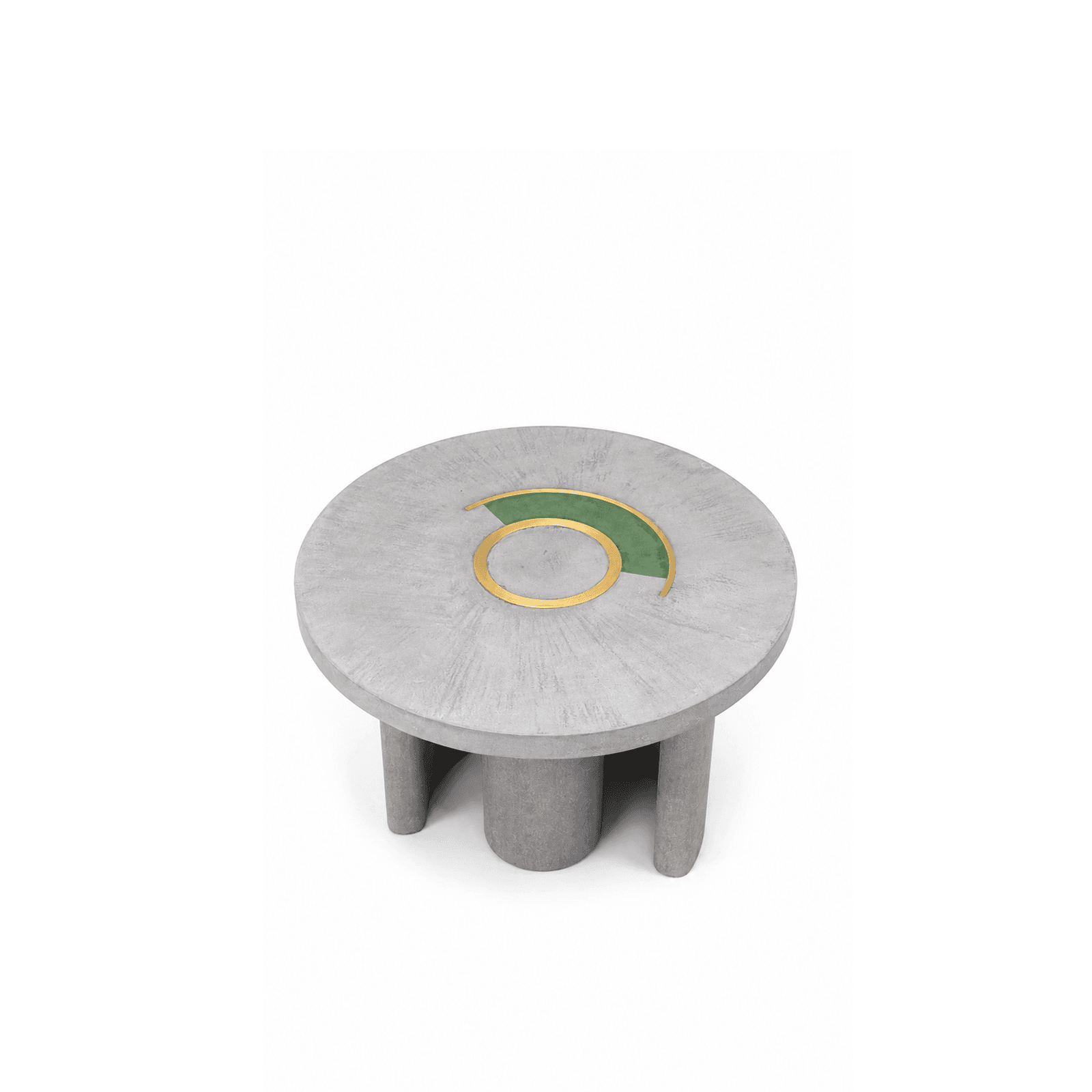 Concrete Furniture: Coloured Concrete Circular Coffee Table- Modern Brass Inlay by Vakr