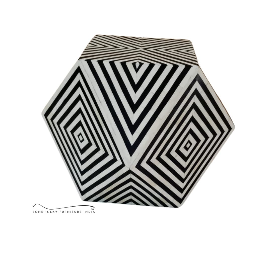 Bone Inlay Diamond Side Table by Bone Inlay Furniture India