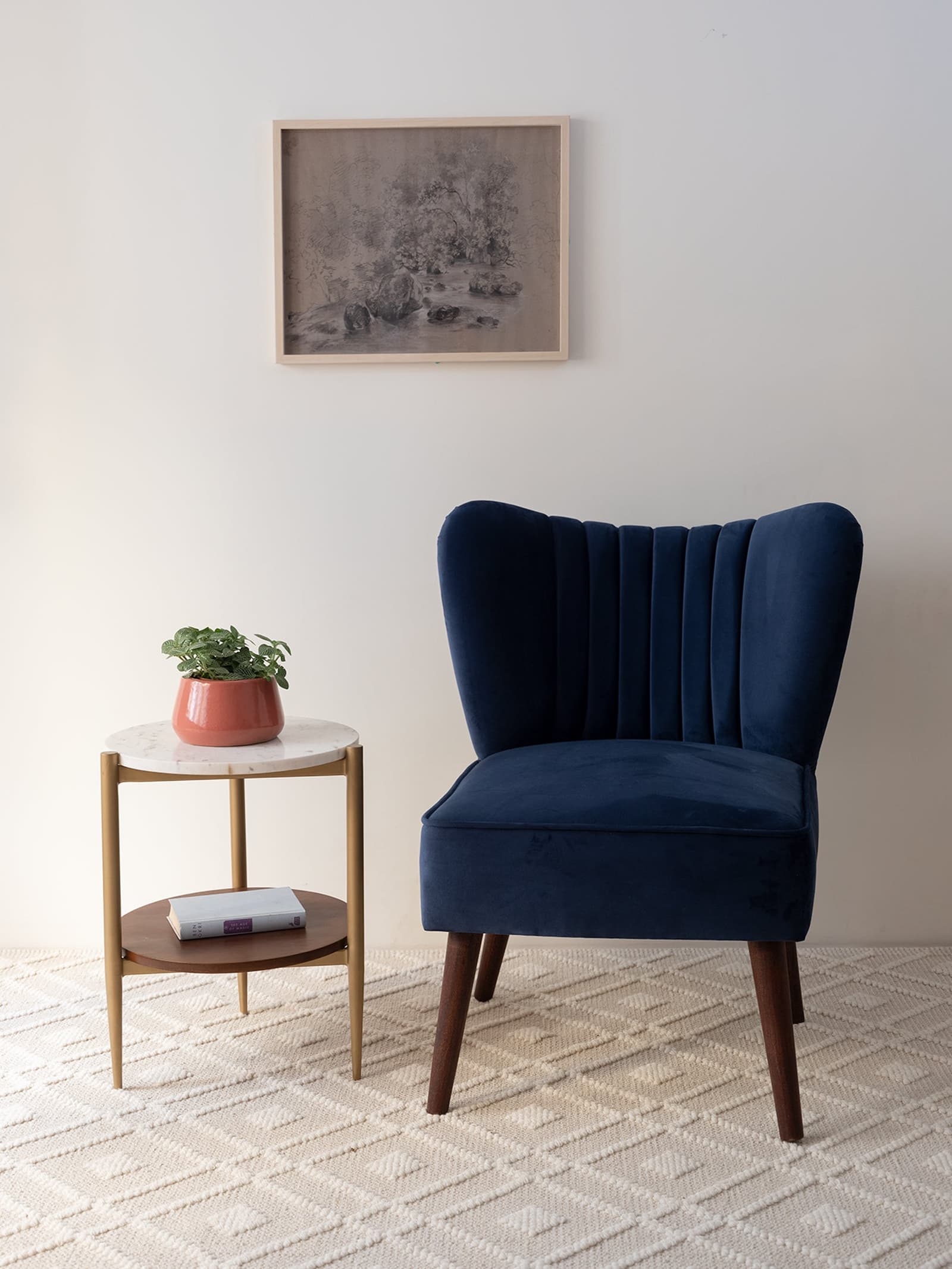 Bella Cocktail Chair - Blue Velvet by N sqaure studio