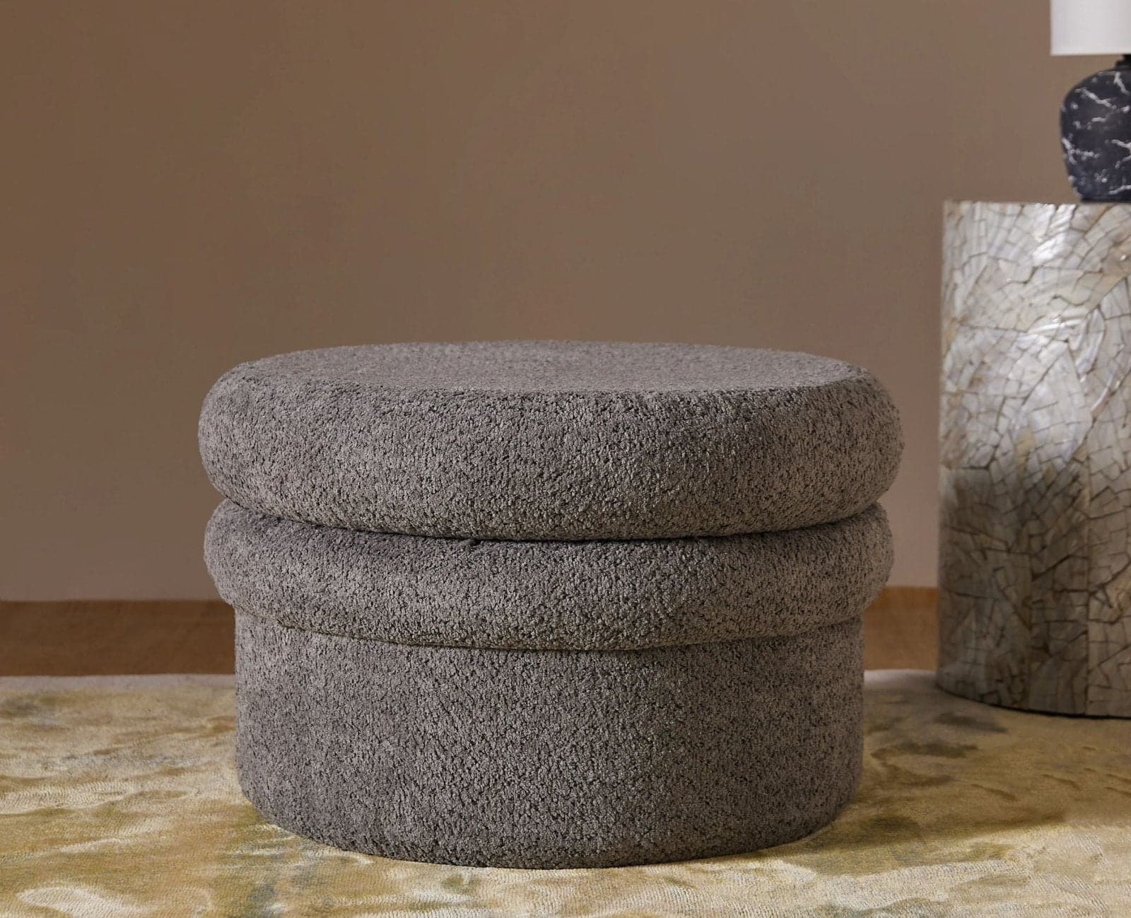 Green Mist PlyWood Pouf - (Grey) by Furniselan