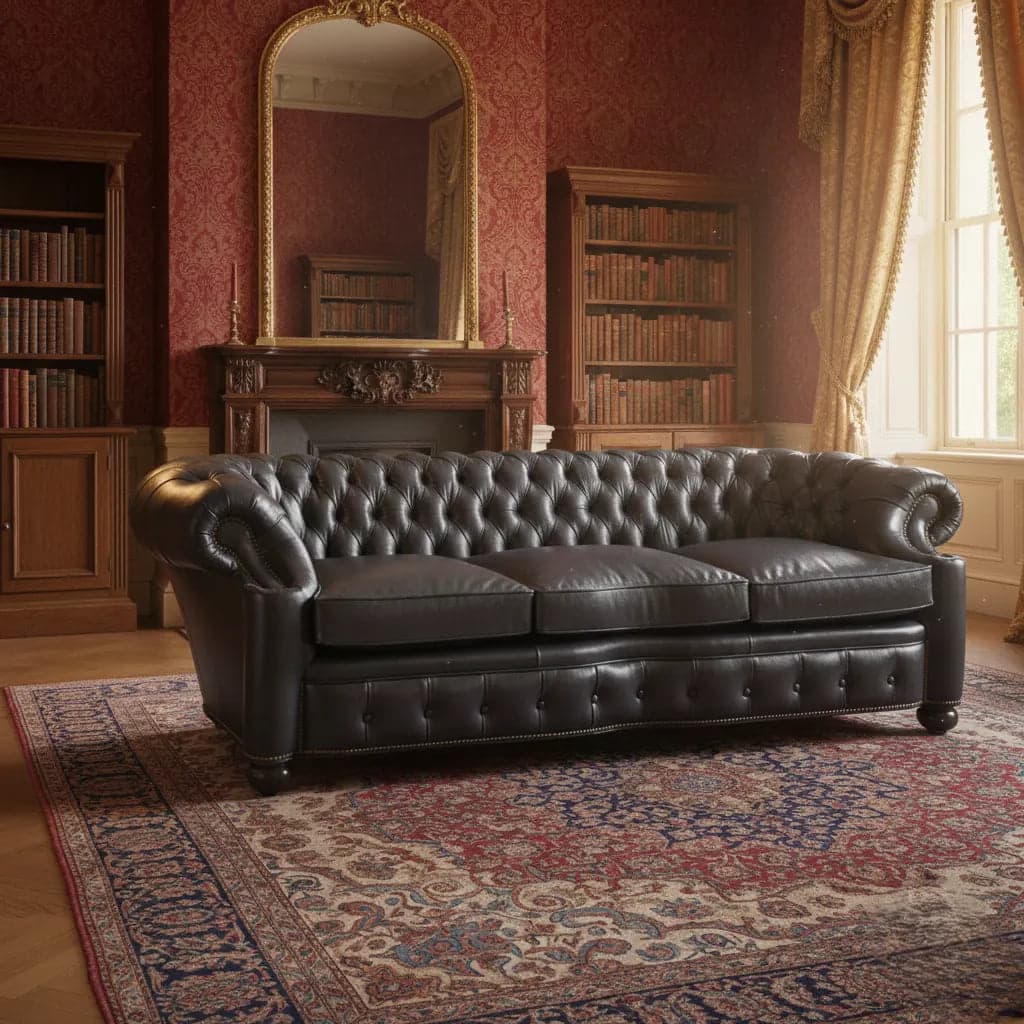 Antonio Classic 3- Seater Leather Sofa by Homes of Rajasthan