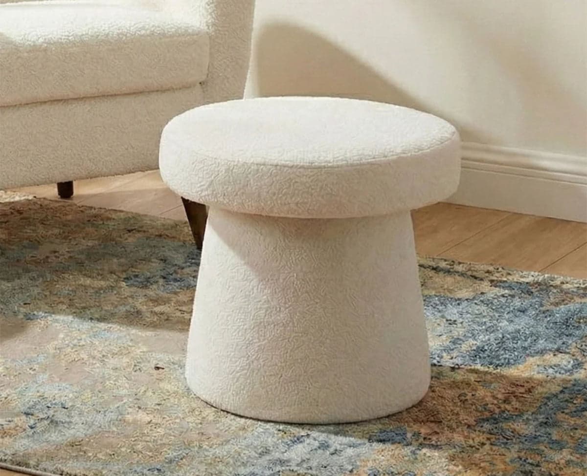 Clawz Cotton Ottoman - (White) by Furniselan