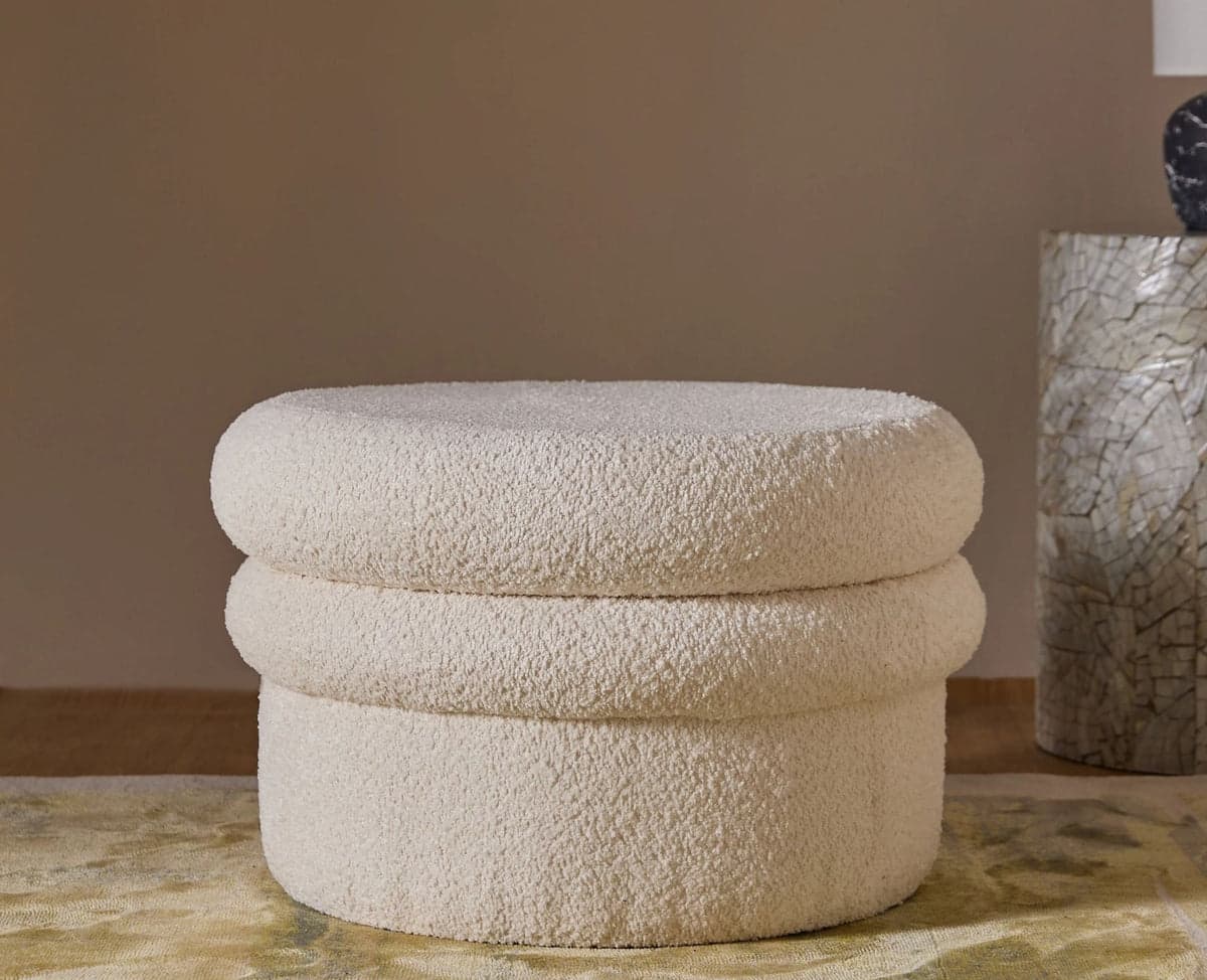 Green Mist PlyWood Pouf - (White) by Furniselan