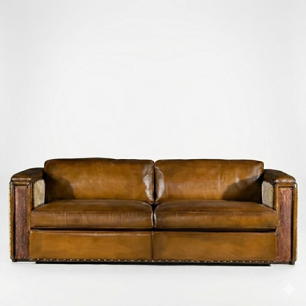 Barca 3 Seater Leather Sofa by Homes of Rajasthan